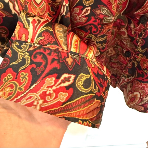 LAUREN Ralph Lauren BLACK LABEL Women's Size XL Multi Paisley Satin Pajama SHIRT - Picture 7 of 12